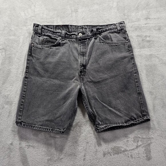 Vintage Levis 505 Shorts Mens 40 Black Orange Tab Denim Straight Grunge Work - Picture 2 of 11